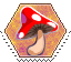 red mushroom hexagonal stamp